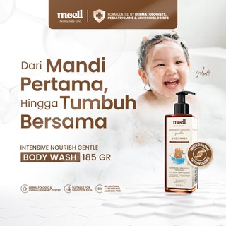 Moell Intensive Nourish Gentle Body Wash Bayi Anak 185gr Kulit Kering dan Sensitif - Sabun Mandi Tanpa SLS & Alkohol - Melembapkan dan Meredakan Eksim/Iritasi - Skincare Bayi - Skincare Anak