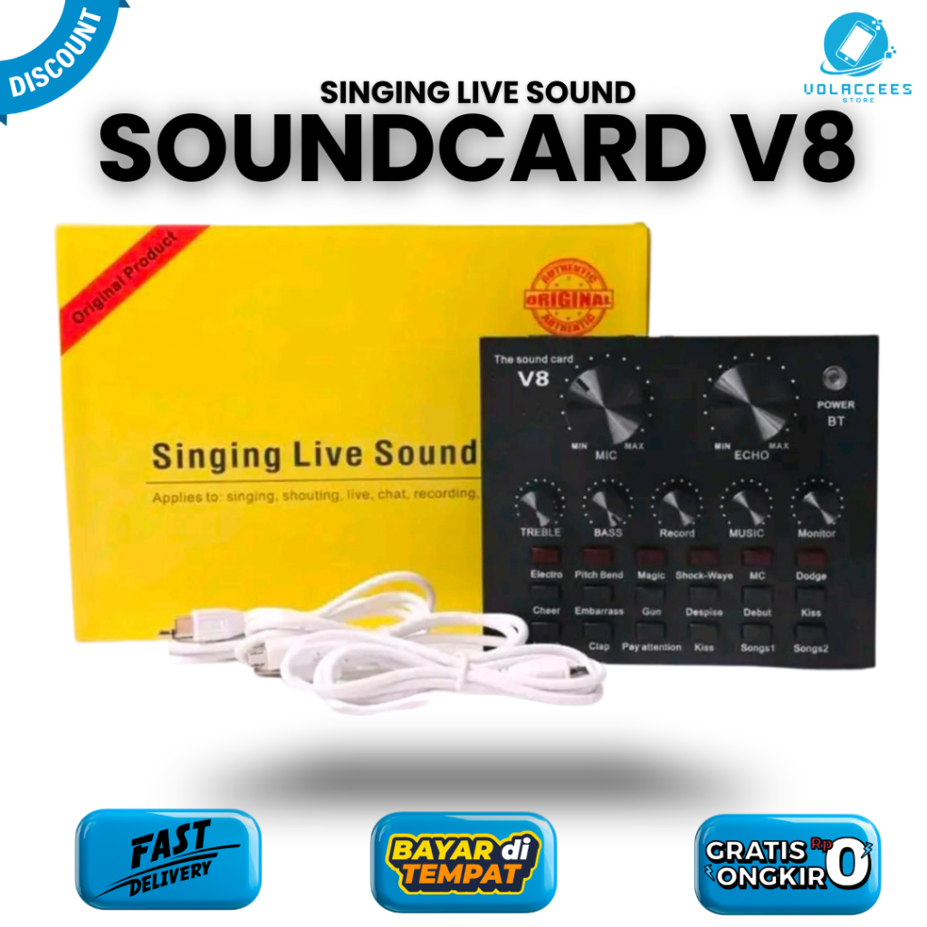 การ์ดเสียง V8 MICROPHONE PROFESSIONAL LIVE AUDIO EXTERNAL BLUETOOTH SINGINGING LIVE SOUND