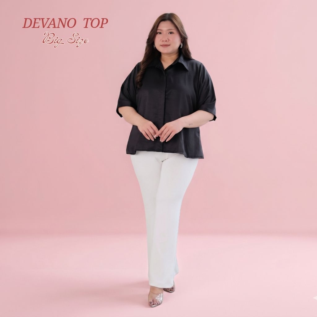 KEMEJA DEVANO TOP - เสื้อท็อปผู้หญิงไซส์ใหญ่จัมโบ้ | เสื้อออฟฟิศจัมโบ้