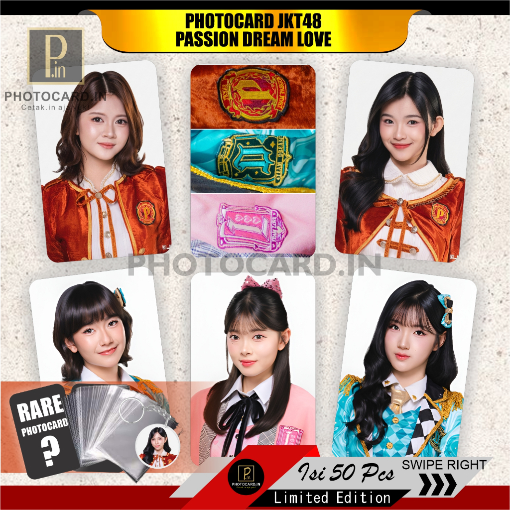 JKT48 Passion Dream Love Photocard บรรจุ 50 ชิ้น (ฟรีพวงกุญแจและปลอกด้านใน 5 ชิ้น) Unofficial