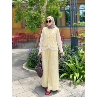 SET AURA 3IN1 by Chatifa Authentic | Setelan 3in1 | 100% Original | Setelan katun linen premium