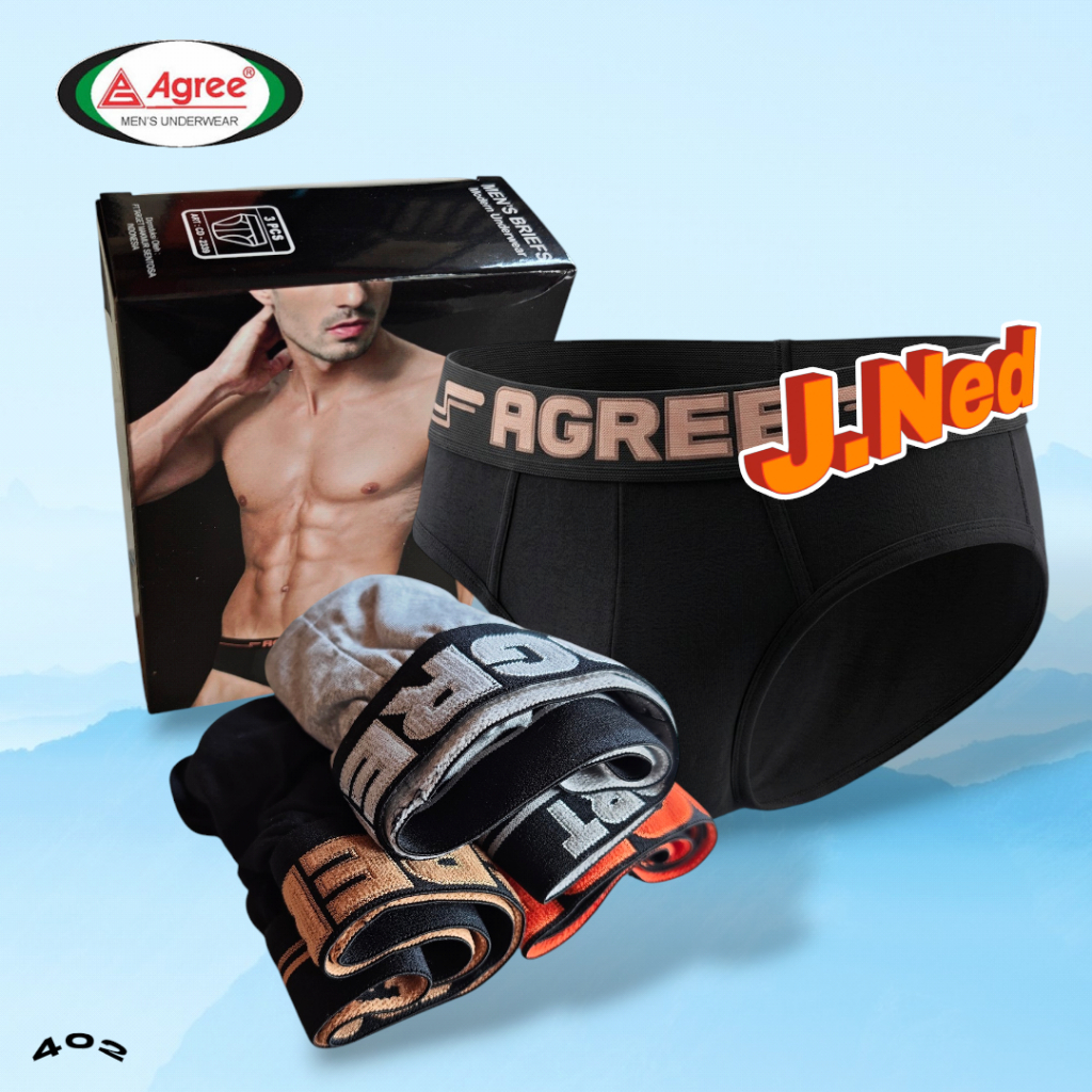 J402 (3 - 12 ชิ้น) Agree กางเกงชั้นในชายผู้ใหญ่ ชุดชั้นในชาย Size M, L, XL