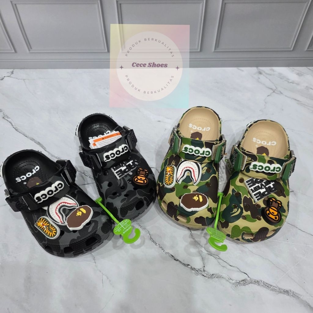 รองเท้าแตะผู้ใหญ่ Bape Clog สําหรับเด็กและจูเนียร์คลาสสิก