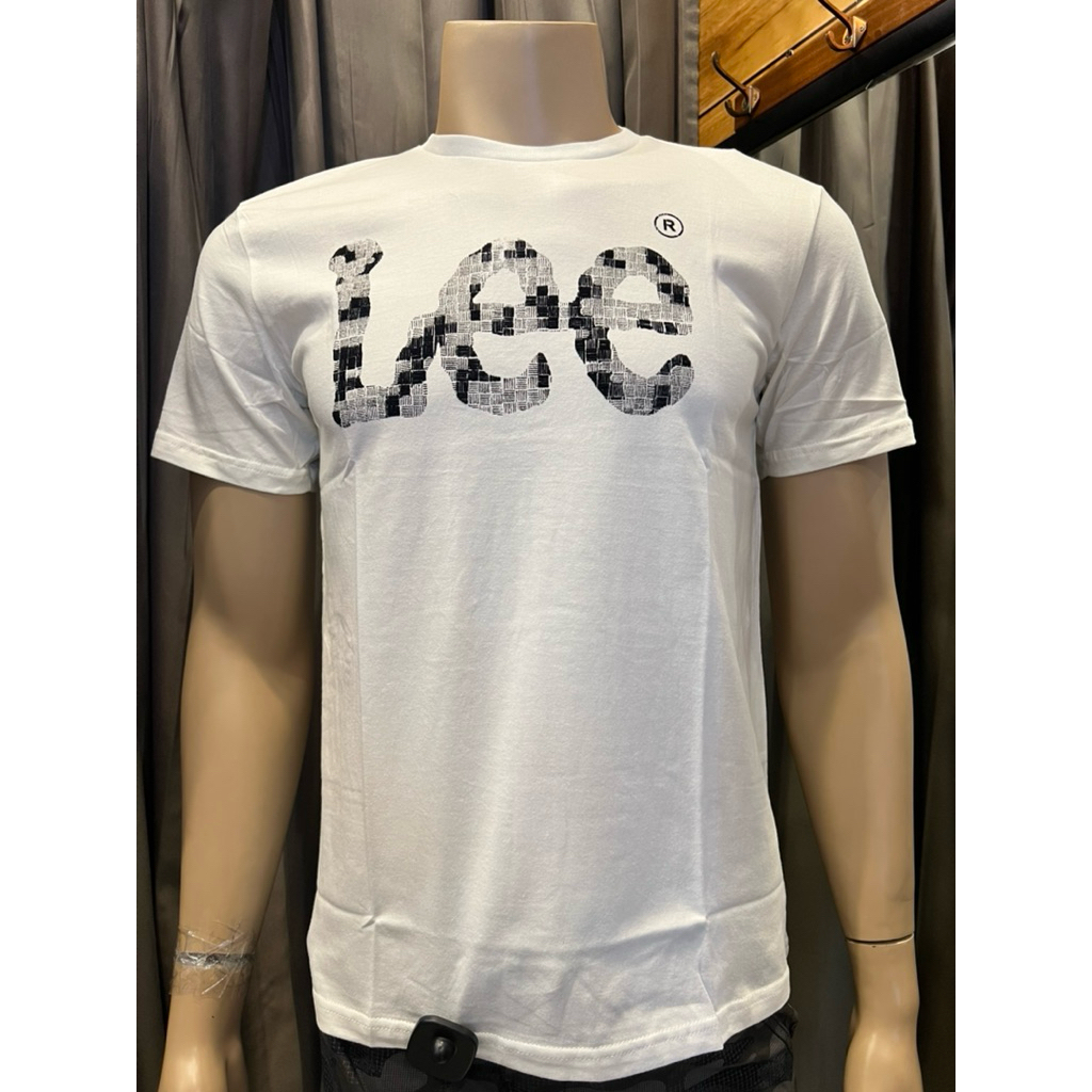 LEE เสื้อยืดแขนสั้นผู้ชายทรงสลิมฟิต TSM258 สีขาว