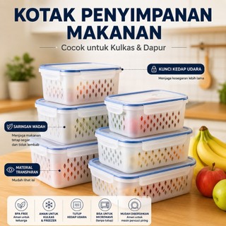 Keranjang Buah Sayur Box Penyimpanan Multifungsi Makanan Snack Bahan Dapur Kulkas Box Container BXH1
