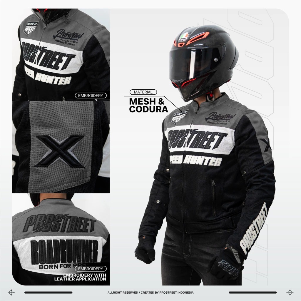 Prostreet Claymore XR03 เสื้อแจ็คเก็ตมอเตอร์ไซค์พิมพ์ลายเต็ม