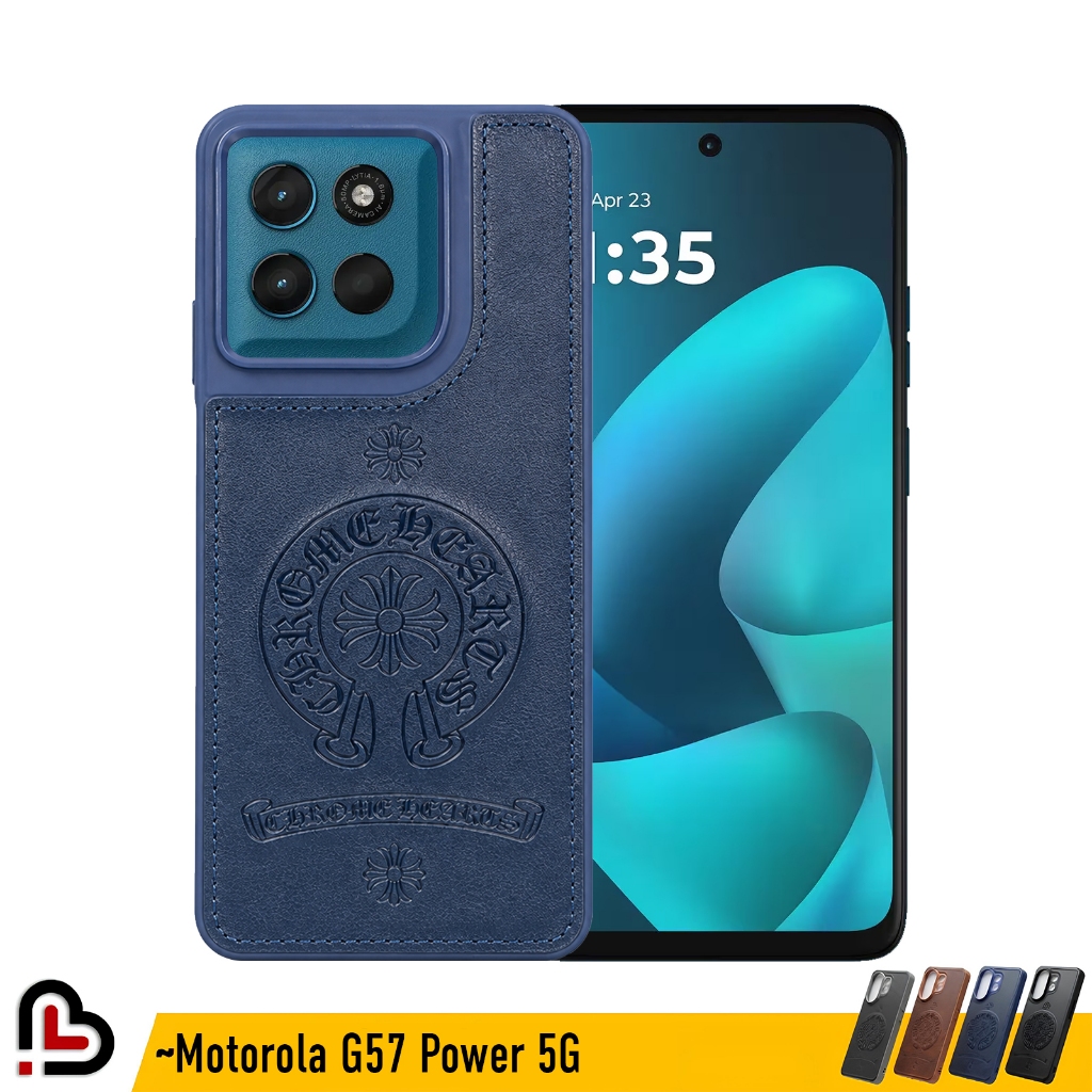 Motorola G57 Power 5G / G67 Power 5G Hardcase Leather Fashion Case – Soft Tpu Luxury Emboss Logo Mag