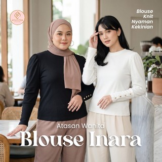 Blouse kancing inara bahan knite stretchy