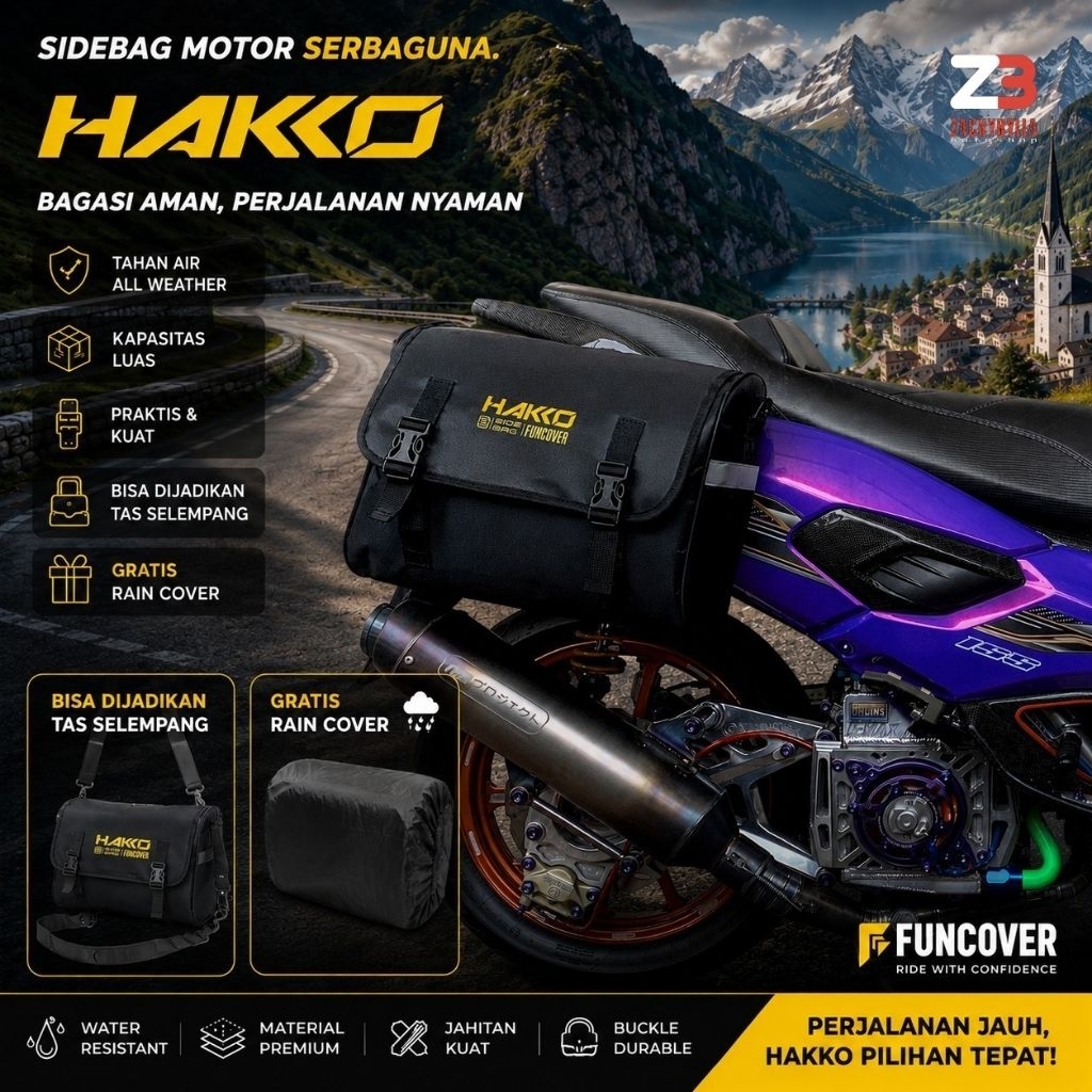 Hakko Sidebag Motorcycle Touring Slingbag Medium Waterproof FUNCOVER เบาะนั่งด้านข้างราคาประหยัด