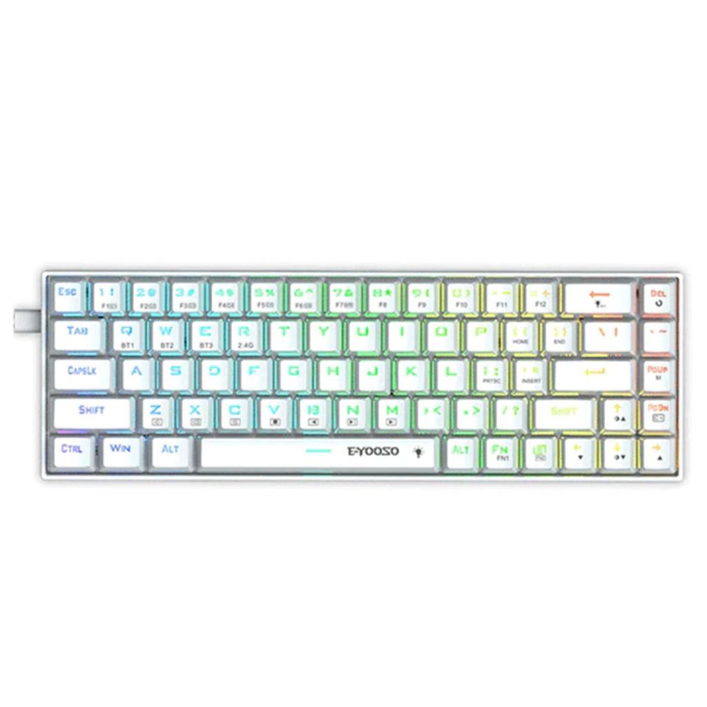 E-YOSO 686 RGB Four Mode Mechanical Keyboard 68Key White Keycaps เคสสีขาว