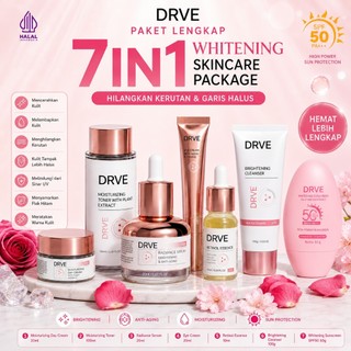 [7PCS]DRVE Full Series Skincare Set  Mengandung Niacinamide Retinol Essence- Facial Wash + Toner + Serum + Moisturizer + Sunscreen – Daily Skincare – Paket Perawatan Wajah Semua Jenis Kulit – Brightening, Dark Spot, Calming Acne, Skin Barrier, Glass Skin