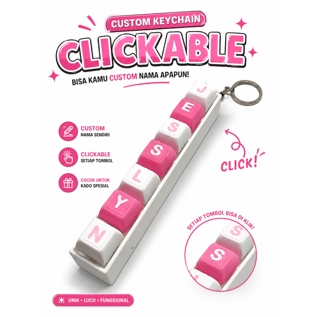 GANTUNGAN TOMBOL Custom Mechanical Keyboard Clicker พวงกุญแจ 1-9 ปุ่ม ASMR พวงกุญแจ