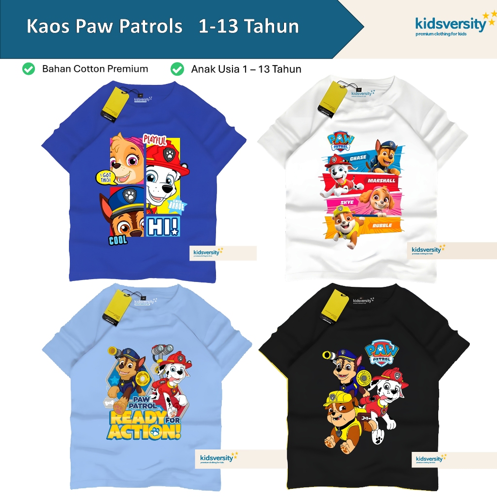 Paw Patrol เสื้อยืดเด็กแขนยาว Premium Patrol เสื้อผ้าเด็ก