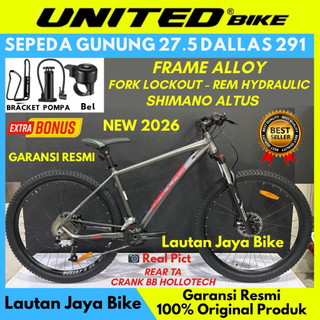 Sepeda Gunung 27.5 MTB UNITED DALLAS 291 / DETROIT 1101 Frame Alloy 10 Speed Rem Hidrolik Terbaru