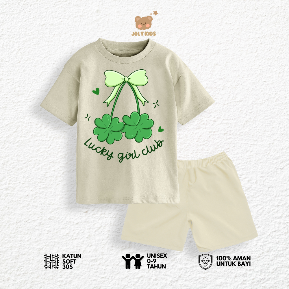 Jolly Kids DUO LUCK ชุดเสื้อยืดสําหรับเด็กชายและเด็กหญิง อายุ 1-9 ปี