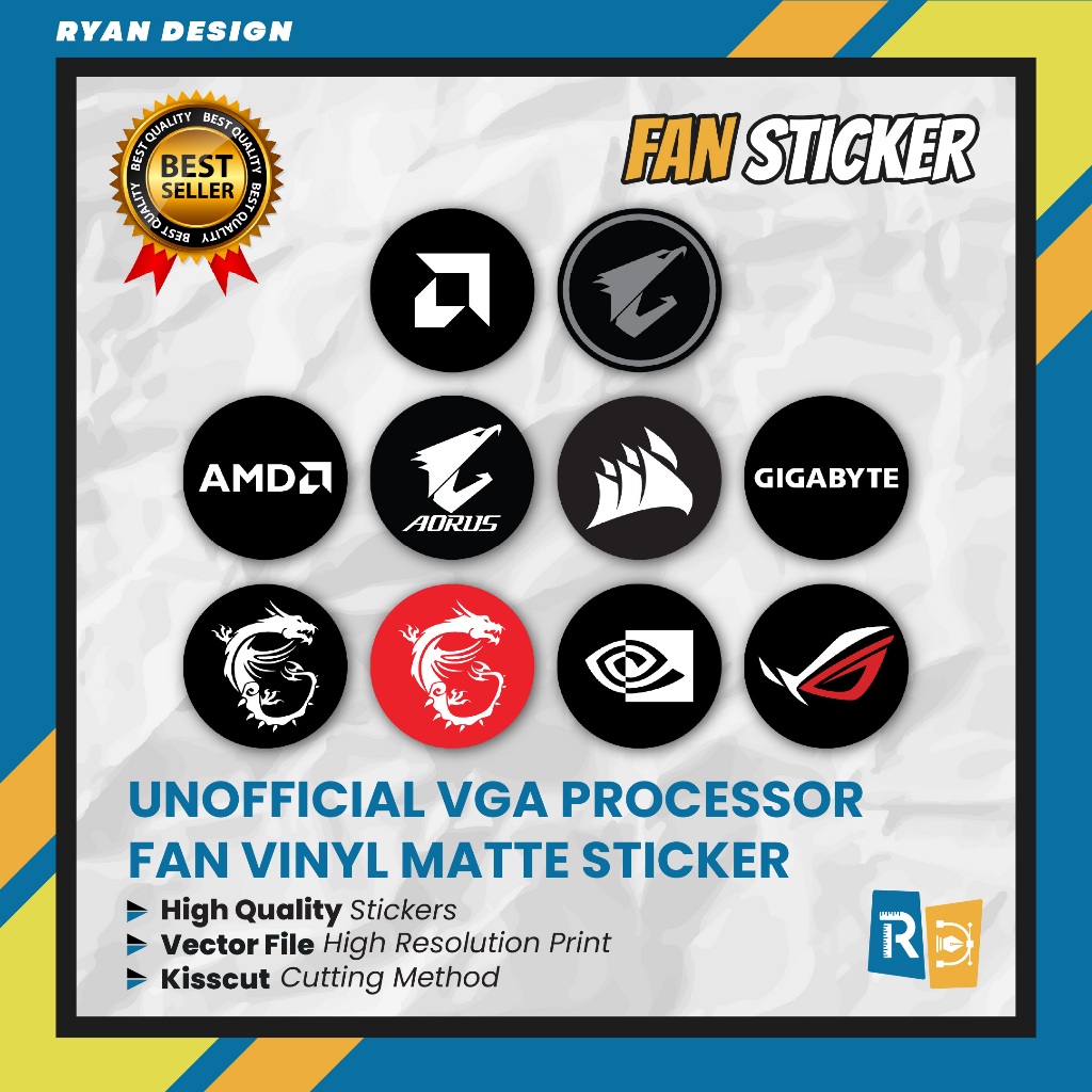 Asus Rog Msi Acer Predator Gaming แล็ปท็อปโลโก้พัดลมสติกเกอร์ขนาด 3.3 ซม. CPU Casing Fan Sticker