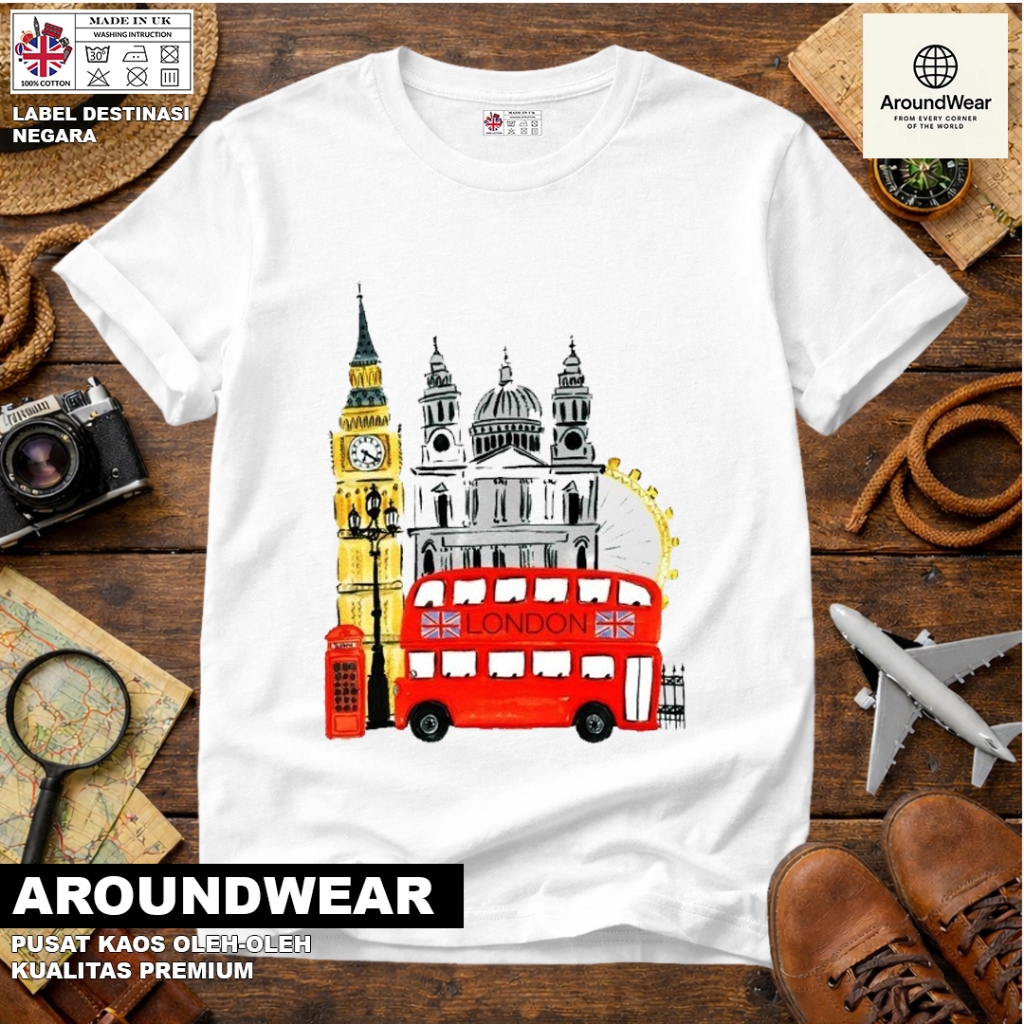 เสื้อยืด ENGLAND SOUVENIR พร้อมแท็กที่งดงามผ้าฝ้าย 30S ของขวัญพรีเมี่ยม SOUVENIR