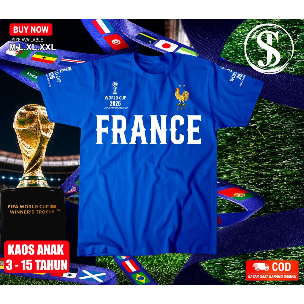France World Cup 2026 Kids T-Shirt France Football Shirt Boys & Girls France Team
