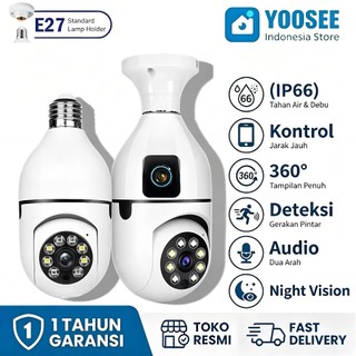 Yoosee CCTV E27 Bola Lampu 1080P Lensa Ganda Deteksi GerakanAl Notifikasi Real-time Malam Jelas Wama