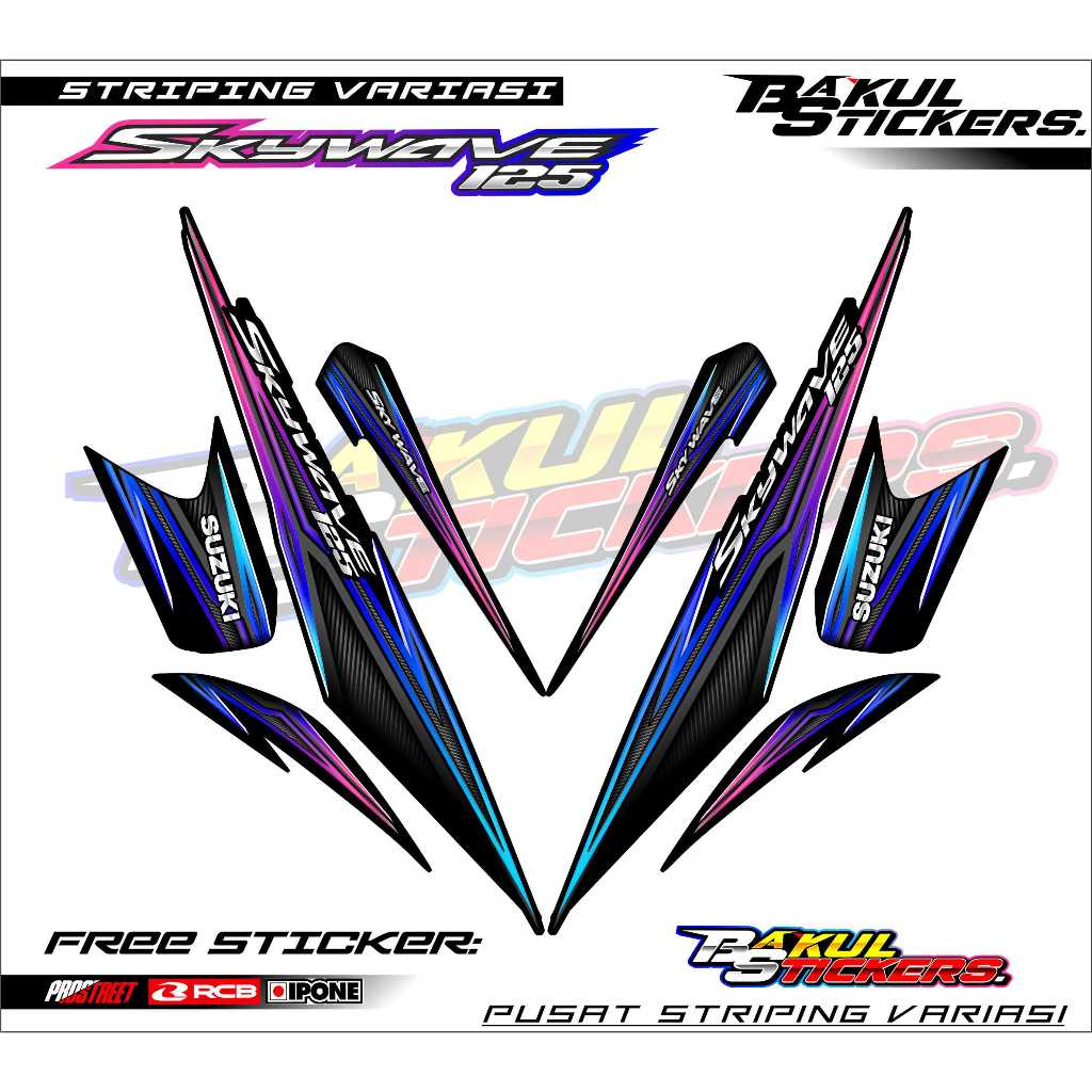 SUZUKI SKYWAVE 125 MOTORCYCLE VARIATION STRIPING / SUZUKI SKYWAVE 125 MOTORCYCLE LIST STICKER