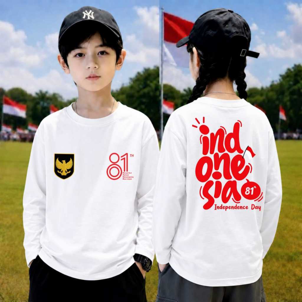 AS_STORE99 - เสื้อยืด BABY & CHILDRENS HAPPY REPUBLIC OF INDONESIA / INDEPENDENCE T-SHIRTS 81th สําห
