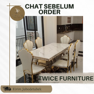 Meja Makan Audy Uk 200 x 100 cm + 6 Kursi Dining Set