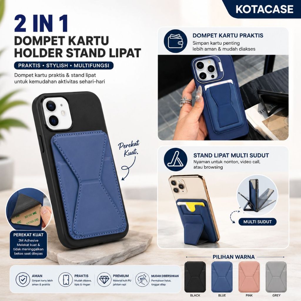 2 In 1 Magnetic Card Wallet Holder Stand Folding / Wallet Card Holder Magnetic / Magnetic Leather Wa