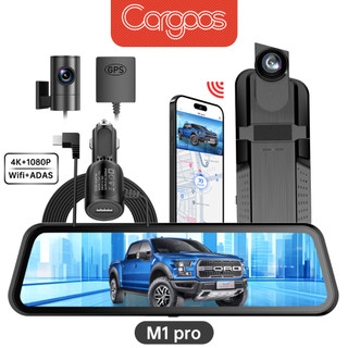 Cargoos M1 Pro Dashcam Spion 2 Kamera 4K + 1080P ADAS WiFi GPS Monitor Depan Belakang