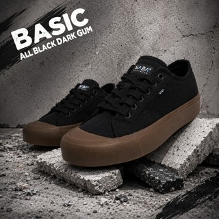 SABA Basic All Black Dark Gum - รองเท้าผ้าใบลําลองสําหรับบุรุษและสตรี | เรียบง่าย สะดวกสบาย & อินเทรนด์ - บี 46