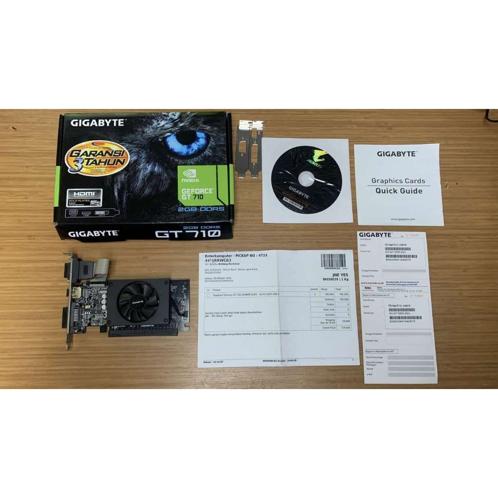 VGA Gigabyte Geforce GT710 2GB DDR5 ต้นฉบับ NVIDIA ครบชุดพร้อมกล่องและซื้อใบแจ้งหนี้
