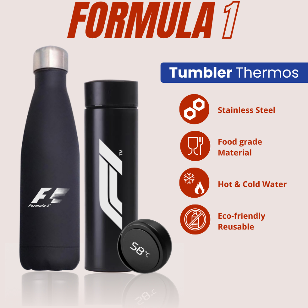 TERMOS FORMULA 1 - TUMBLER THERMOS CUSTOM DESIGN LOGO FORMULA 1 F1
