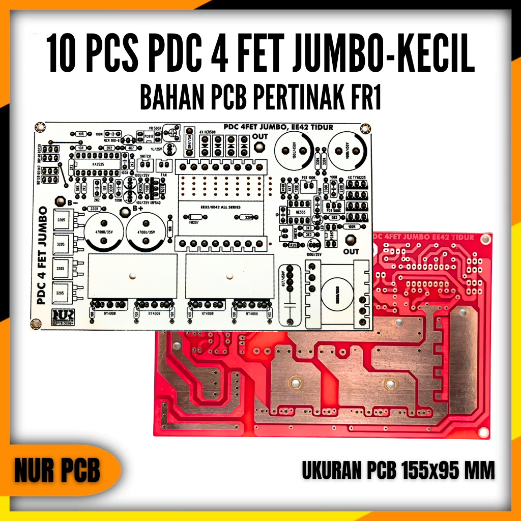 10 ชิ้น PCB PDC 4 FET จัมโบ้ 12VDC Protector Flip Flop EE35 EE42 10 ชิ้น-PDC-001