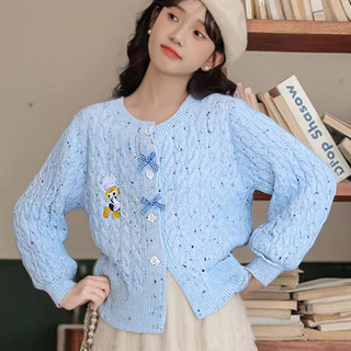 Cardigan Rajut Duck Style Character Pita Lucu Knitwear Crew Neck