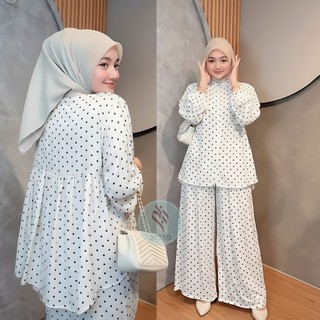 Annaja - Oneset setelan wanita terbaru DARA SET POLKA Motif bulat busui friendly bahan rayon premium