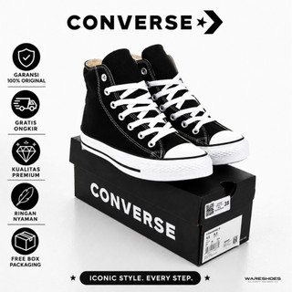 Sepatu Converse All Star High Black White Pria Wanita Sepatu Sekolah Hitam Sneaker Kets Nb Murah Terbaru