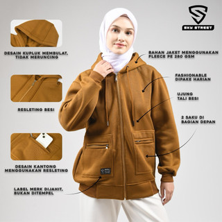 SKY STREET Jaket Hoodie Fleece Zipper Saku Resleting Korean Style Premium High Quality Unisex