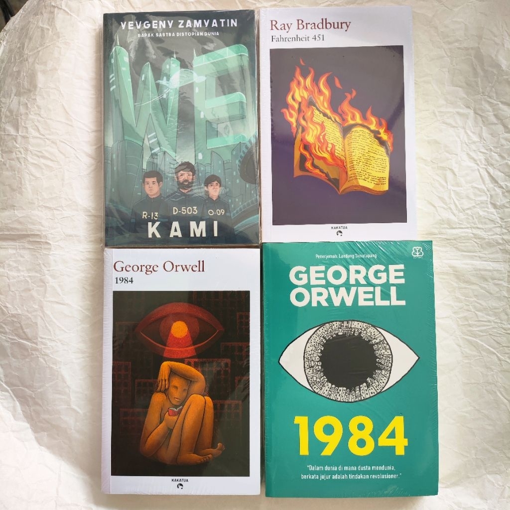 นิยาย Distopia โดยโลกคลาสสิก 1984 เราฟาเรนไฮต์ 451 George Orwell Ray Bradbury วรรณกรรมรัสเซีย
