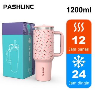 PASHLINC Tumbler Vakum Tahan Panas Stainless Steel 304 Anti Tumpah dengan Sedotan Mug Berkapasitas Besar - 1200ML