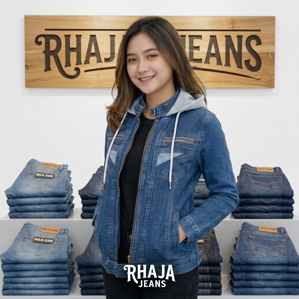 ZIPPER HOODIE JEANS JACKET ผู้หญิง ZIPPER HOODIE JACKET