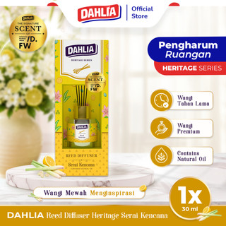 Dahlia Reed Diffuser Heritage Series Serai Kencana Isi 1 (30ml) - Pengharum Ruangan dengan Wangi Mewah & Menenangkan