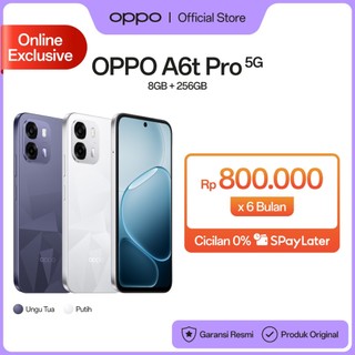 [BARU] OPPO A6t Pro 5G Online Exclusive 8GB+256GB [Dimensity 6300 5G, 7000mAh Large Battery 80W SUPERVOOC, IP69 Water & Dust Resistance]