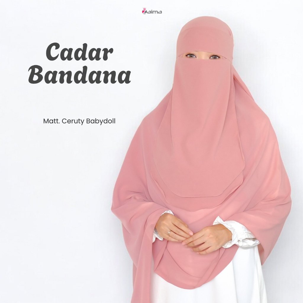 MATA 2 ชั้น Niqab Bandana Veil โดยไม่ต้องเย็บตา Premium Ceruty Babydoll