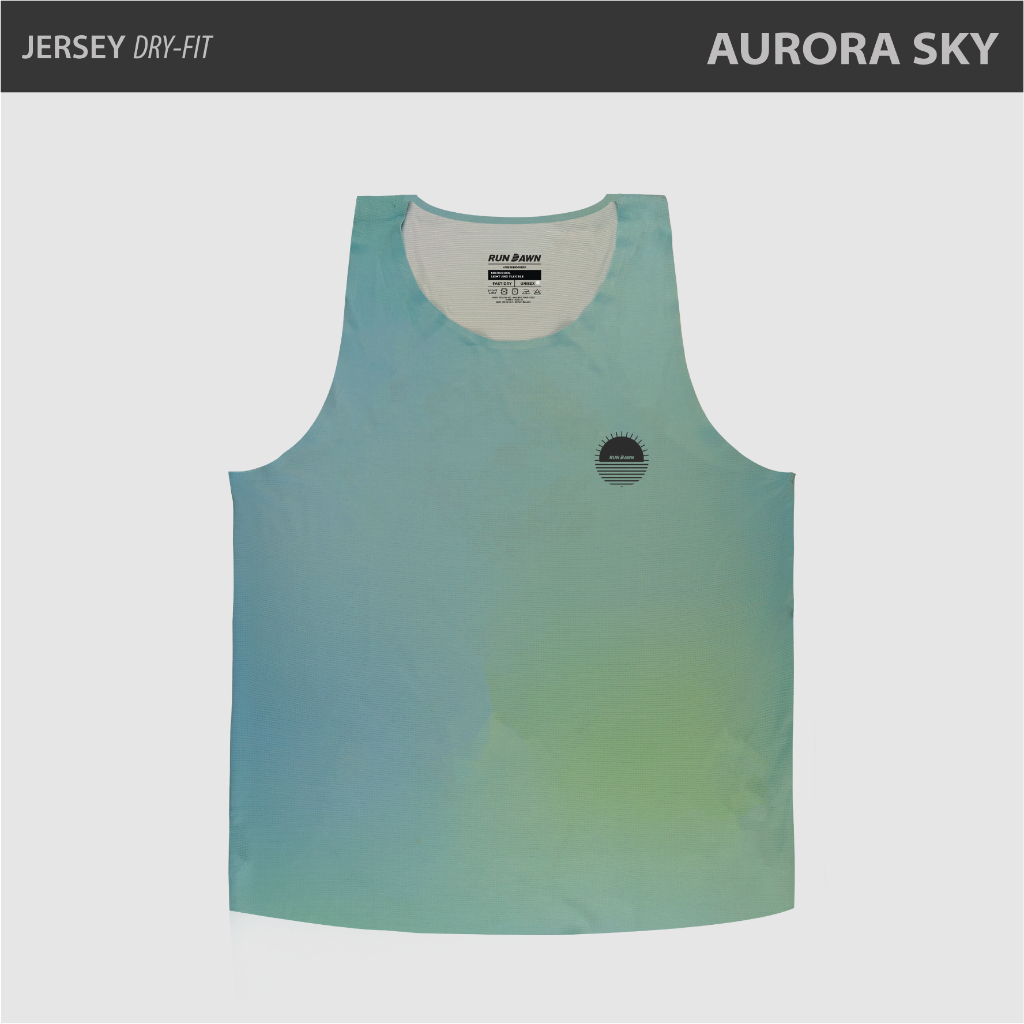 Rundawn UNISEX RUNNING JERSEY (AURORA SKY) MUSCLE TEE, SPORTS JERSEY, DRYFIT JERSEY
