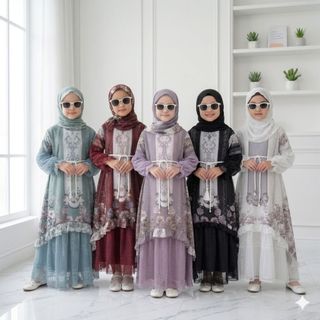Gamis Arabella Motif Sultan Ceruty Anak Perempuan Usia 3-12 Tahun Ceruty BabyDoll Mix Brukat Chantily Premium / Gamis Ceury Lebaran Anak Perempuan Terbaru / Gamis Sultan Motif Anak Kekinian - COD