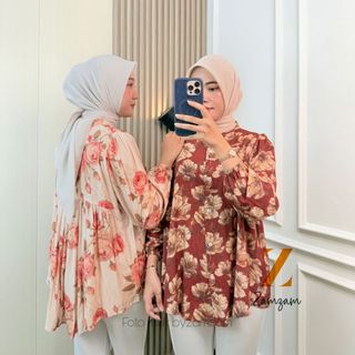 Lini Blouse Rayon Motif Atasan Wanita Dewasa Kemeja Busui Kancing Depan Adem Nyaman