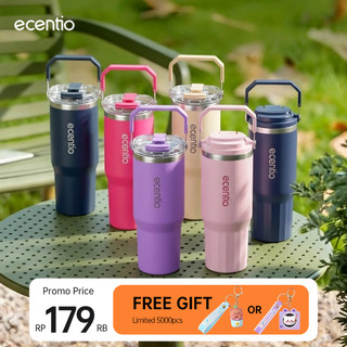 ecentio Tumbler Stainless 900ml Portable Thermos Botol Minum Besar Dengan Tas Tahan Panas Dingin 24 Jam Aesthetic Lucu Termos Air Panas Kopi Dengan Sedotan Cocok Untuk Sekolah Anak Laki-Laki