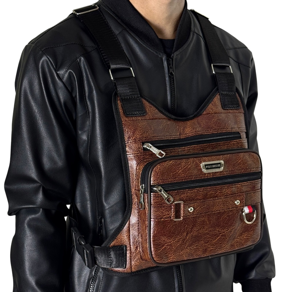 กระเป๋าคาดหน้าอกหนังล่าสุด Original Polo Amstar Chest Bag Chest Rig Bag Chest Sling Bag