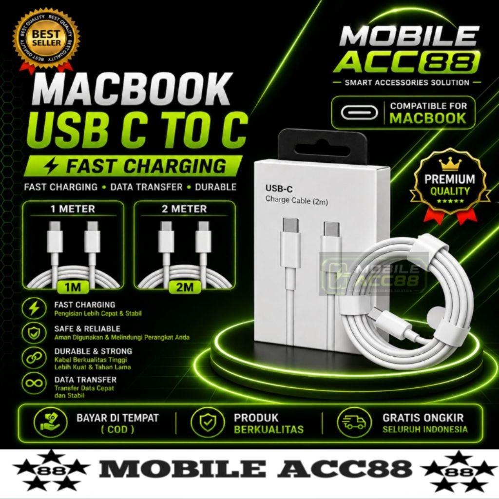 สายชาร์จ Macbook USB-C 2 เมตร - ชาร์จเร็ว