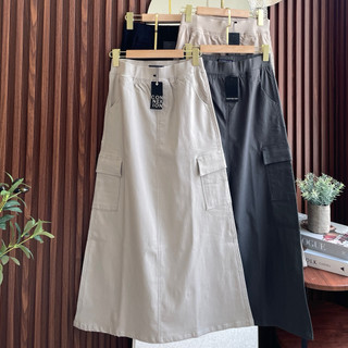 Rok Cargo Connex A-Line Rok Panjang Wanita Kargo Bahan Elizabeth Twill Premium Pinggang Karet