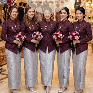 Kebaya Janggan  fukuro+ free Bros modern motif bunga timbul untuk pesta seranggaman bridesmaid /atasan wisuda desain modren